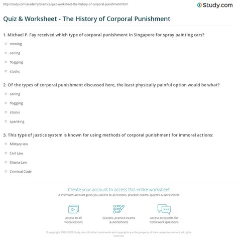 The use of <b>corporal</b> <b>punishment</b> typically consisted of a child being hit once or twice for each incident and occurred with little warning. . Corporal punishment quiz